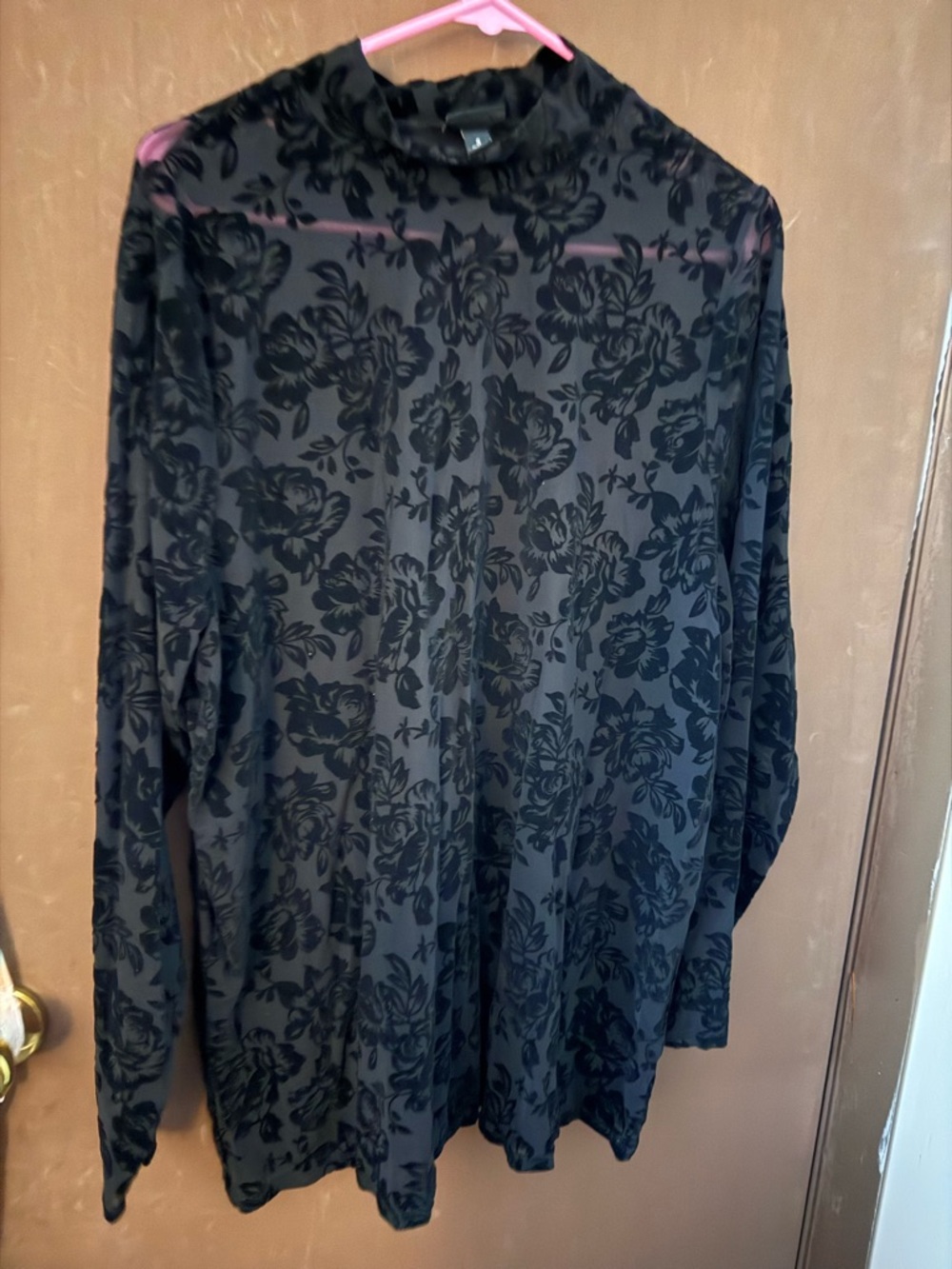 torrid Black Floral Burnout Long Sleeve Top